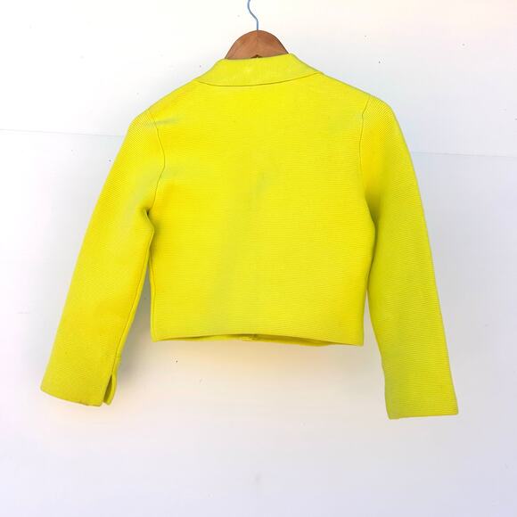 Alice + Olivia Ila Knit Neon Collared Cardigan Sweater Top Green Yellow XS - Picture 7 of 12